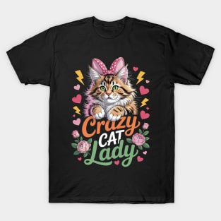 Floral Fashion British Longhair Crazy Cat Lady Mother Mommy T-Shirt